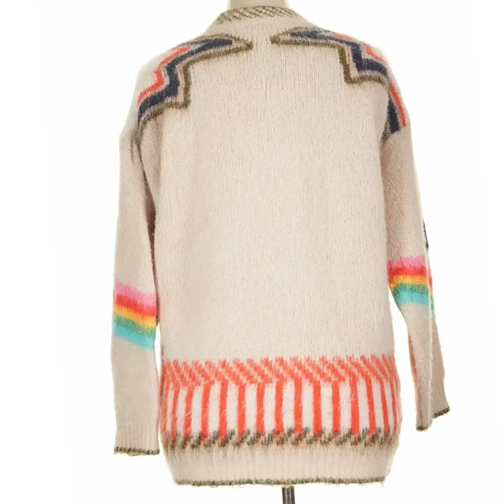 Vita Grace Carousel Oversized Fairisle Cardigan Mohair Wool Blend One Size